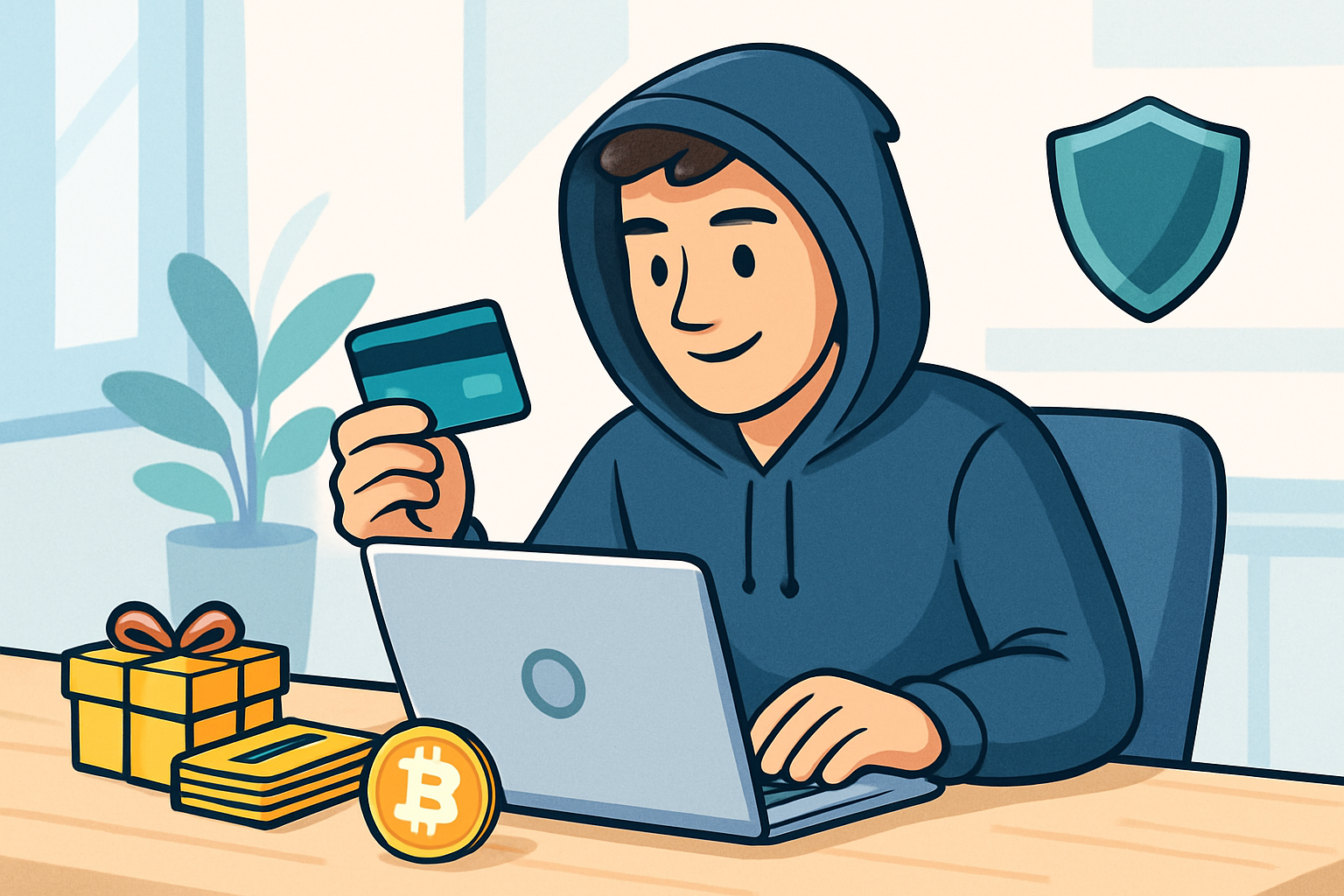 Person bezahlt anonym ohne Bankkonto mit verschiedenen alternativen Zahlungsmethoden