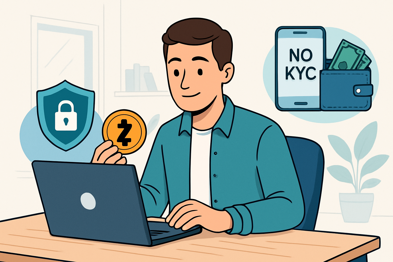 Zcash-Logo mit Datenschutz-Symbol, illustriert anonyme ZEC-Transaktionen